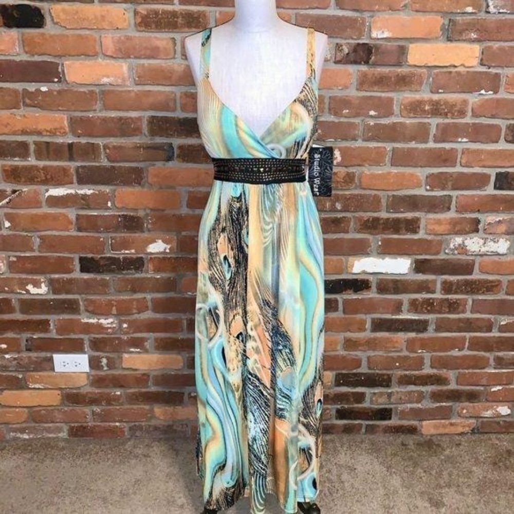 Studio West Colorful Sleeveless Maxi Dress Size XL New
